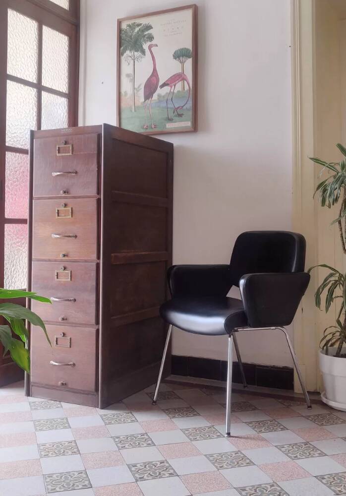 Antique column piece of furniture, oak notary drawer unit.
