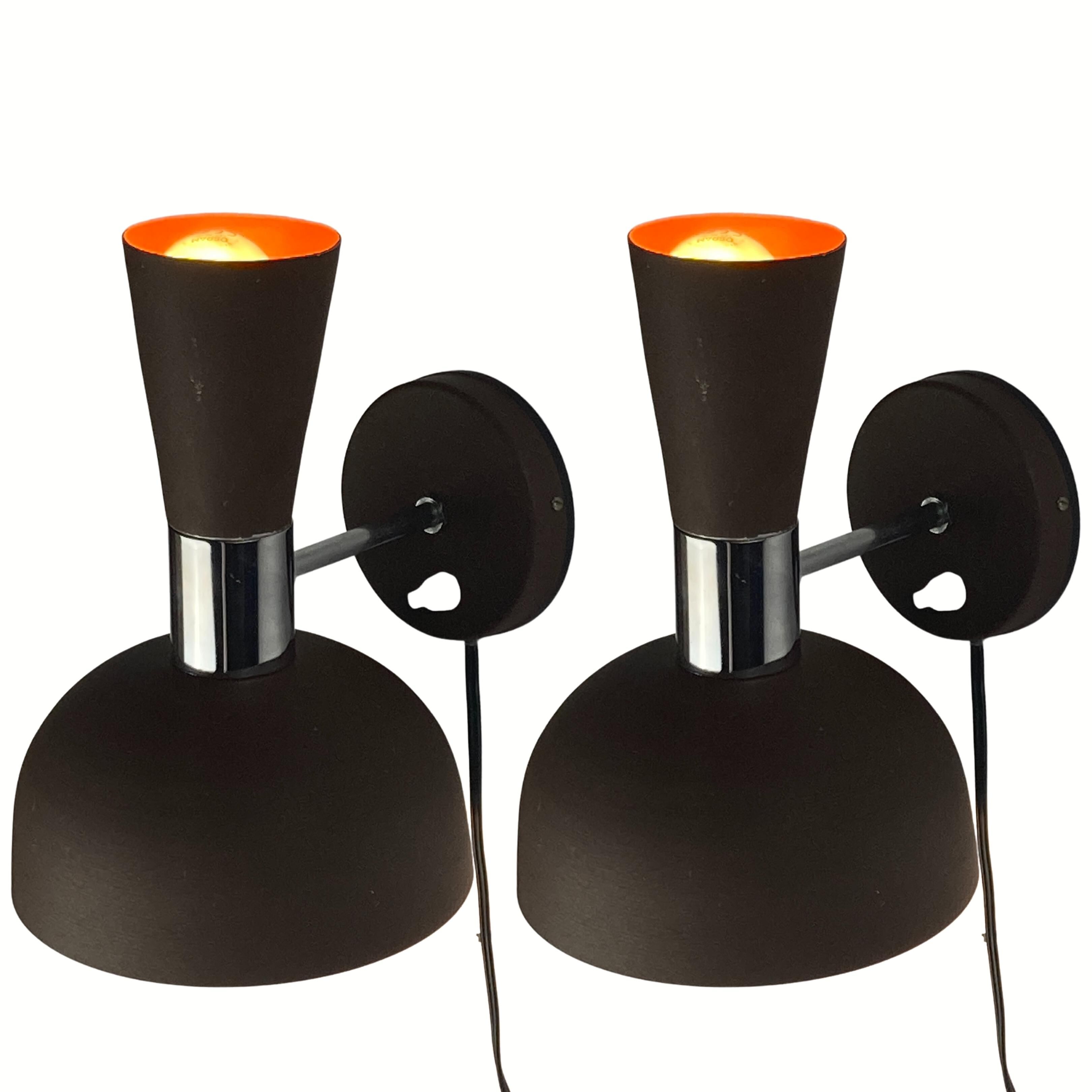 Midcentury brown vintage wall sconces by Herda, Dutch 1970s