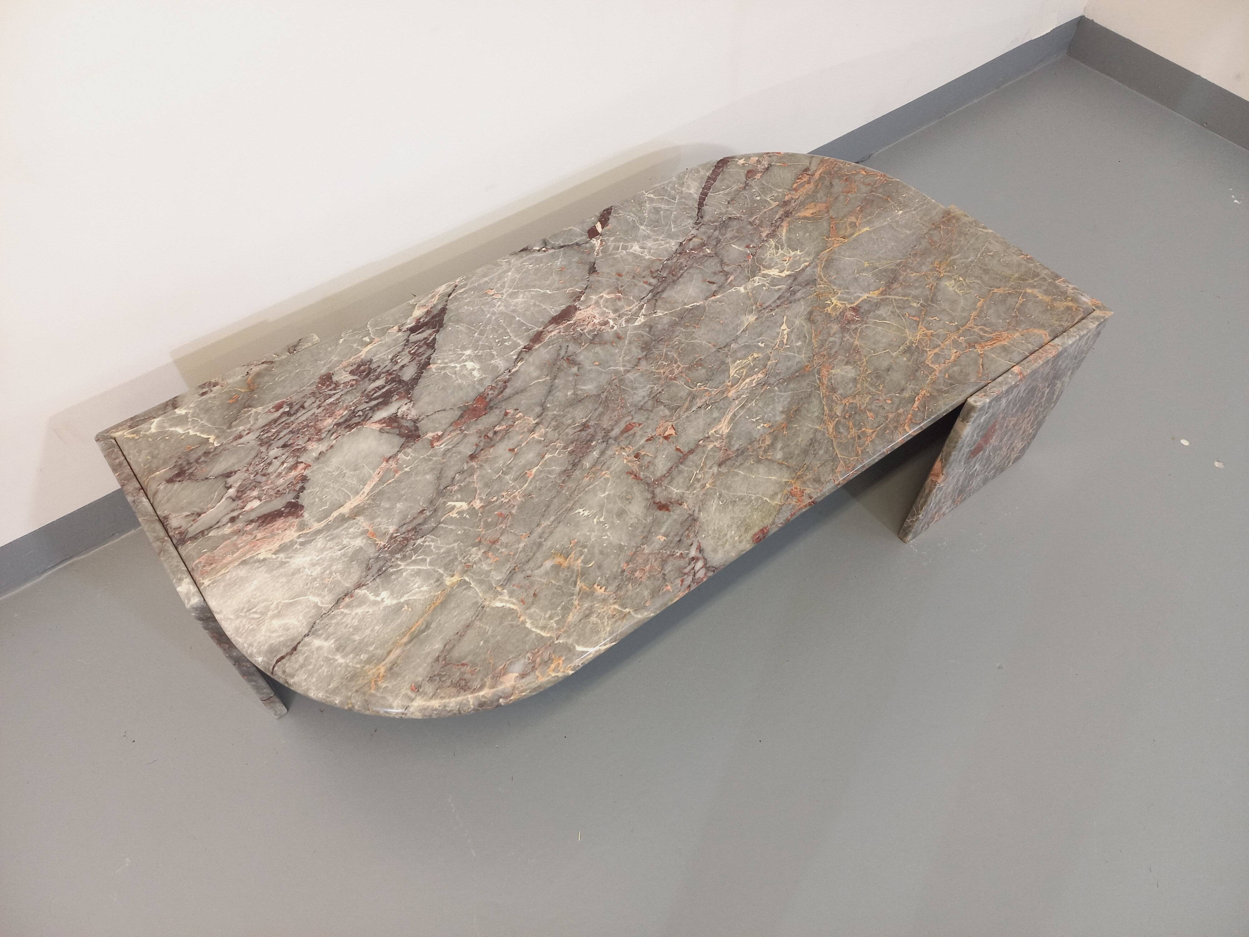 Vintage gray marble coffee table from the 70s