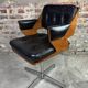 Martin Stoll vintage 1960 swivel armchair in wood and imitation