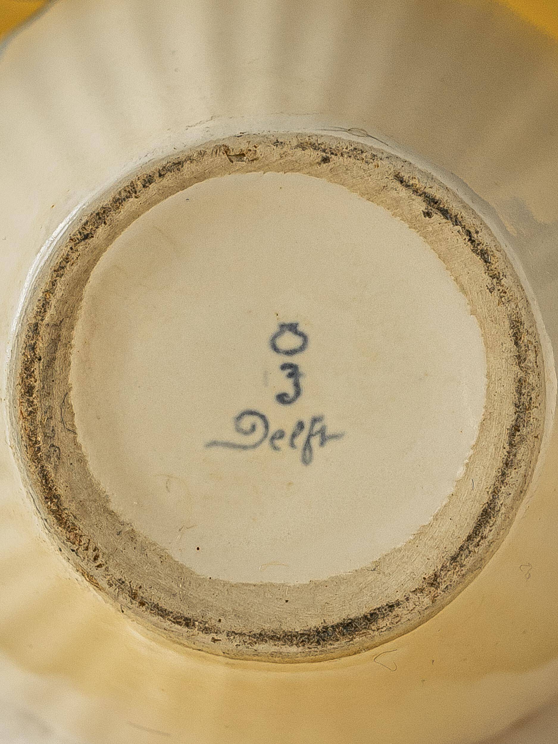 Royal Delft white ceramic table lamp with Liberty London shade, 1930s.