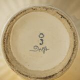 Royal Delft white ceramic table lamp with Liberty London shade, 1930s.