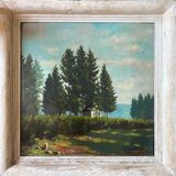 Tableau HST "Paysage des Vosges" par Thiebaud Chapelle du Motiron Val-d'Ajol