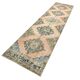 3x12 Salmon & Blue Turkish Vintage Runner Rug, Antique Rugs For Hallway