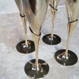 4 flûtes à champagne en laiton doré et argenté