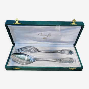 Christofle fork and spoon set in silver metal