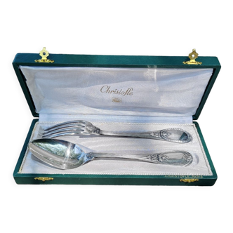 Christofle fork and spoon set in silver metal