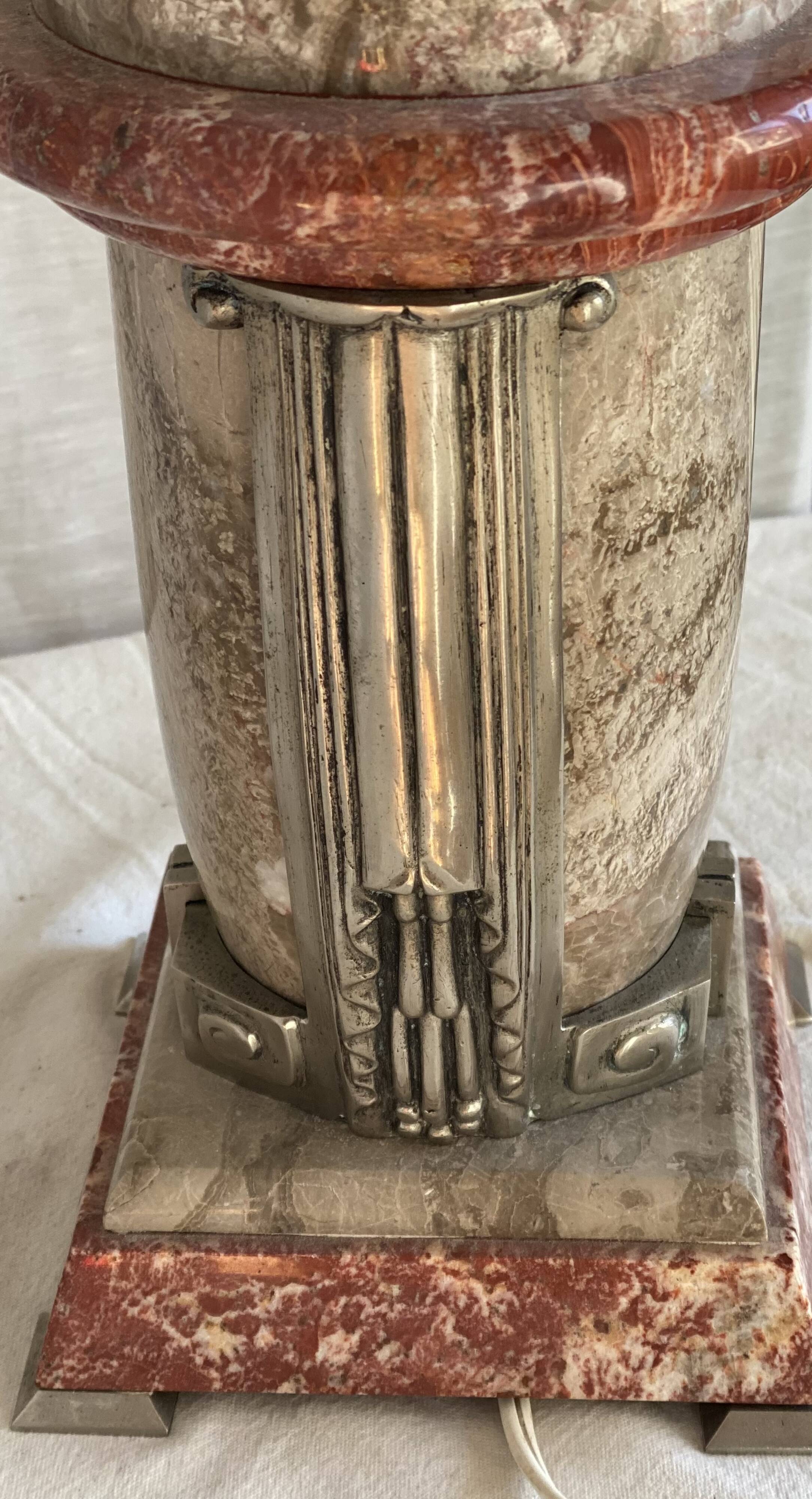 Art Deco marble and glass lamp, 1920s-30s