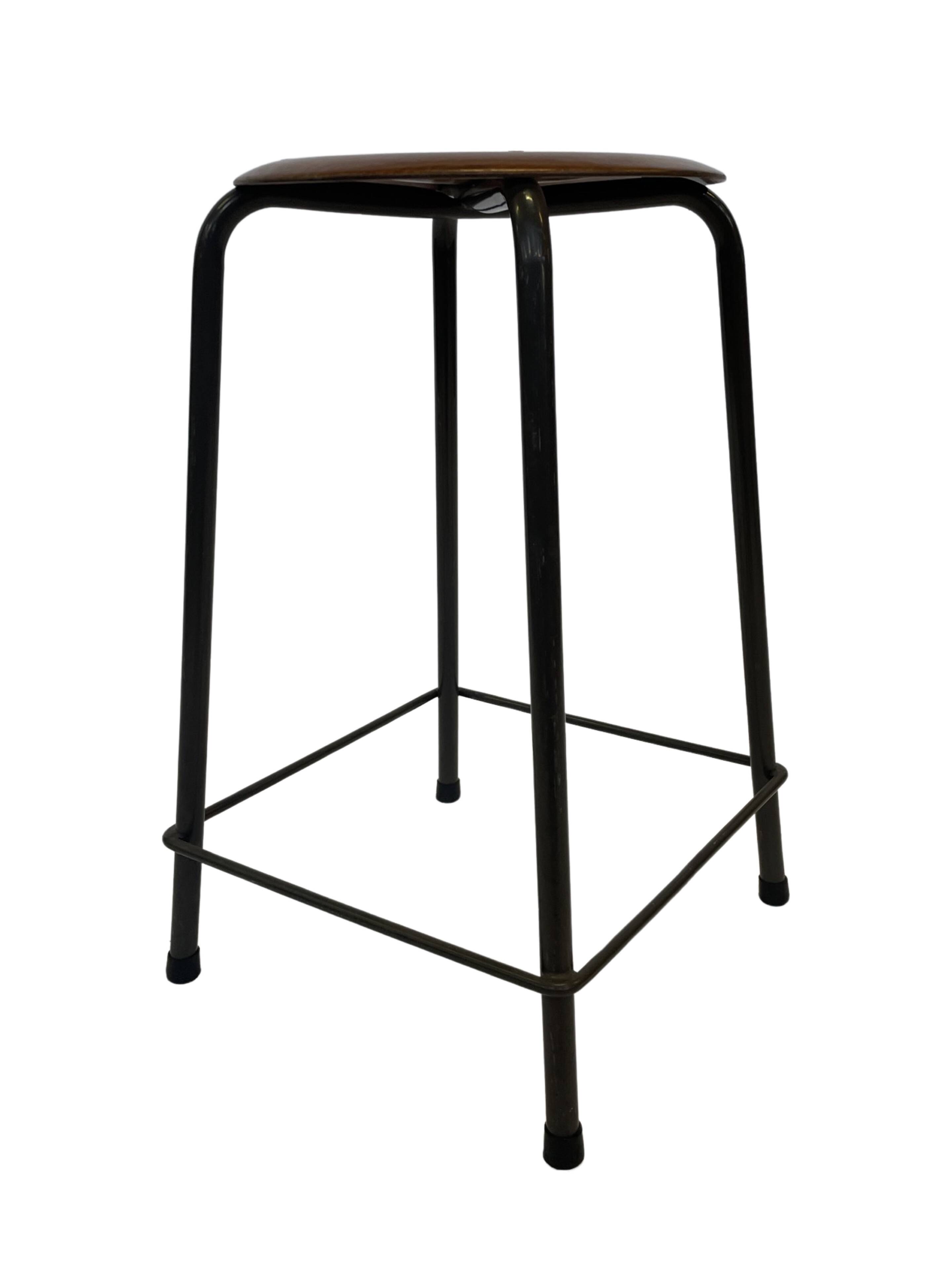 Vintage school stool, 1970s industrial design, Dutch minimalist