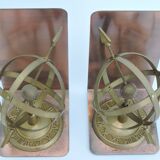 Pair of greenhouse book Astrolabe Sphere Armillary brass 1970