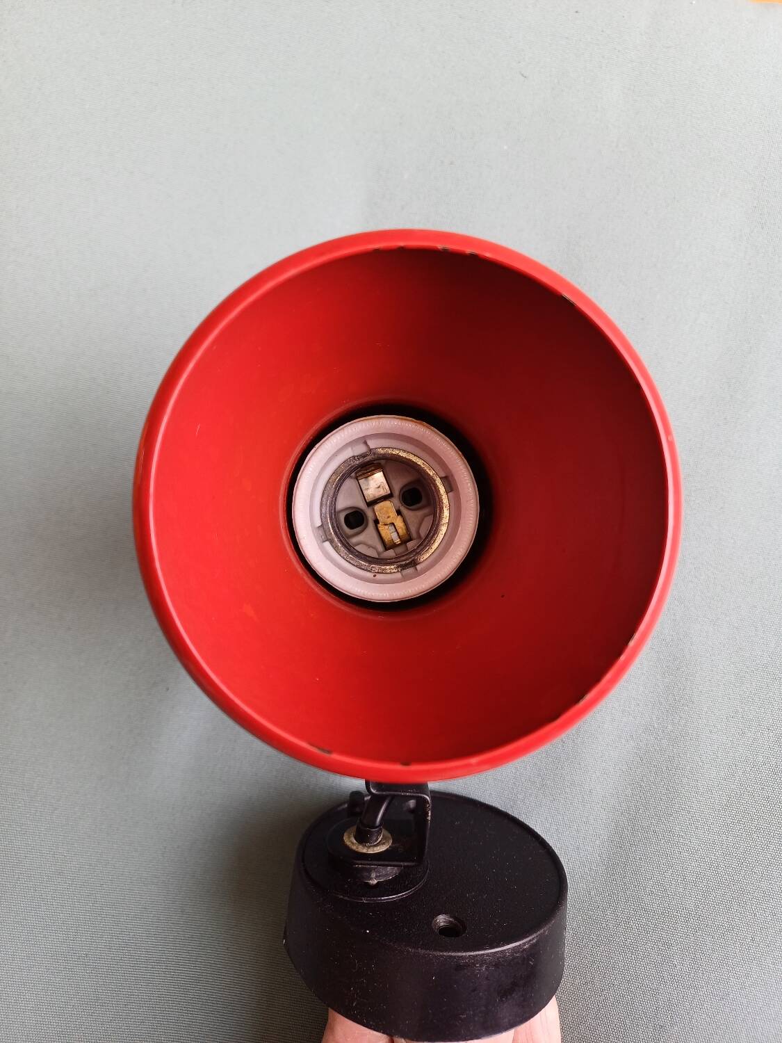 70's red lacquered metal wall spotlight
