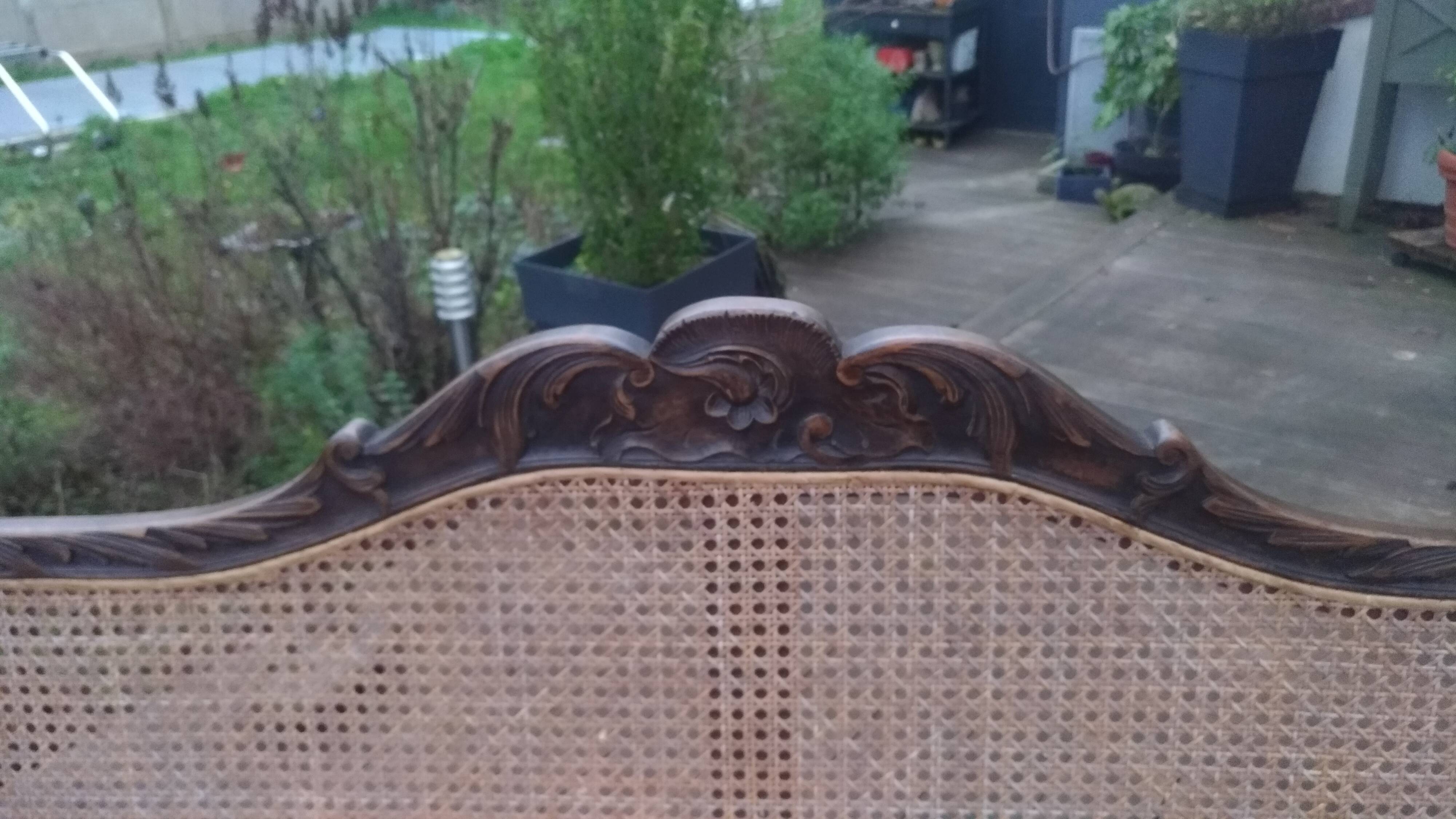 19th century louis xv style bench in wood and canework