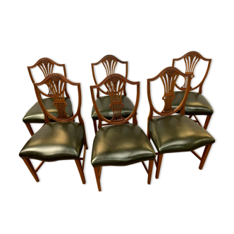 Suite of six Natural Wood Model chairs with 20th century wheat cobs