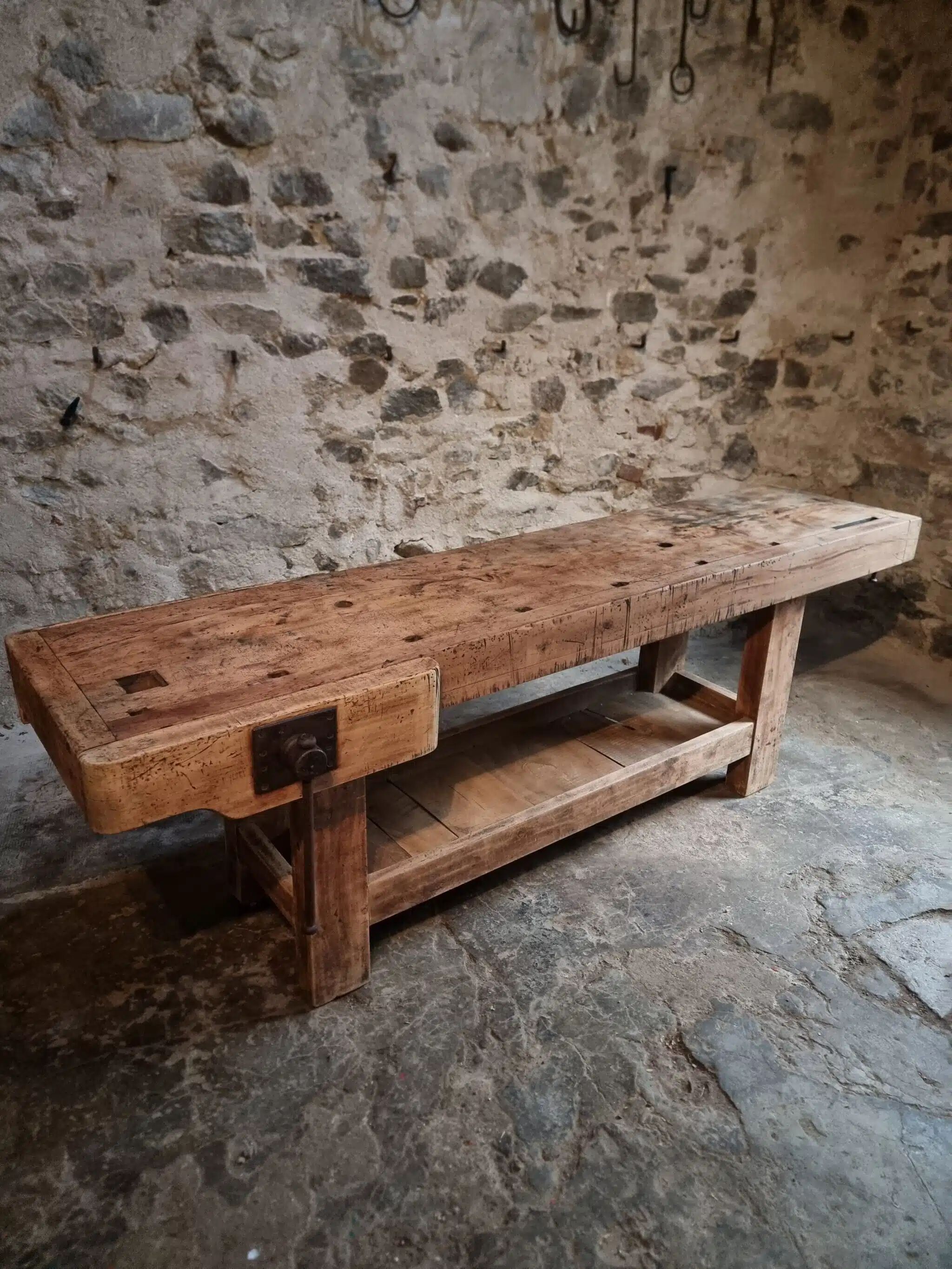 Antique beech table, France early 20th century