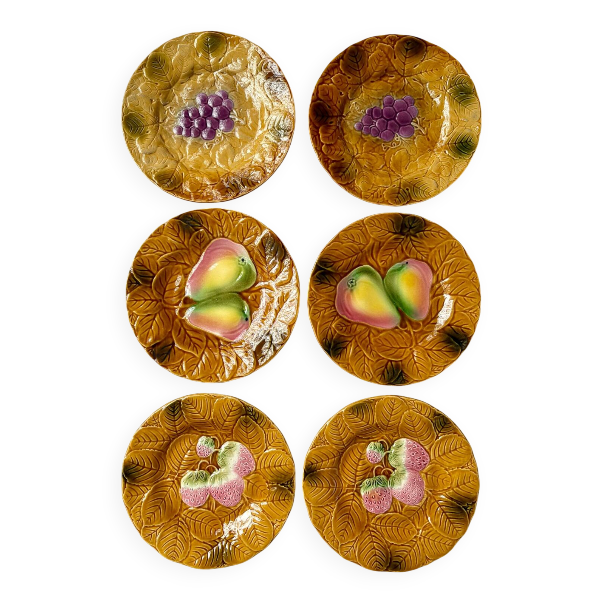 6 dessert plates barbotine Salins-les-Bains