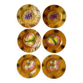 6 assiettes à dessert barbotine Salins-les-Bains