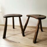 Pair of tripod brutalist stools