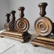 Brutalist turned wood candlestick holders – vintage 50s-60s