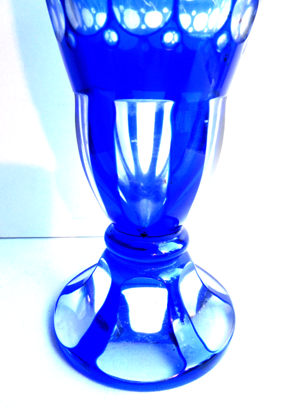 Blue and white Overlay crystal vase, chiseled and carved with Saint Louis foliage?