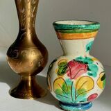 Vases céramique et laiton artisanal vintage