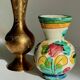 Vintage handcrafted ceramic and brass vases