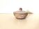 brown and white glazed stoneware sugar bowl