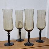4 twisted smoked crystal glasses