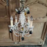 Golden bronze chandelier with fruit pendants