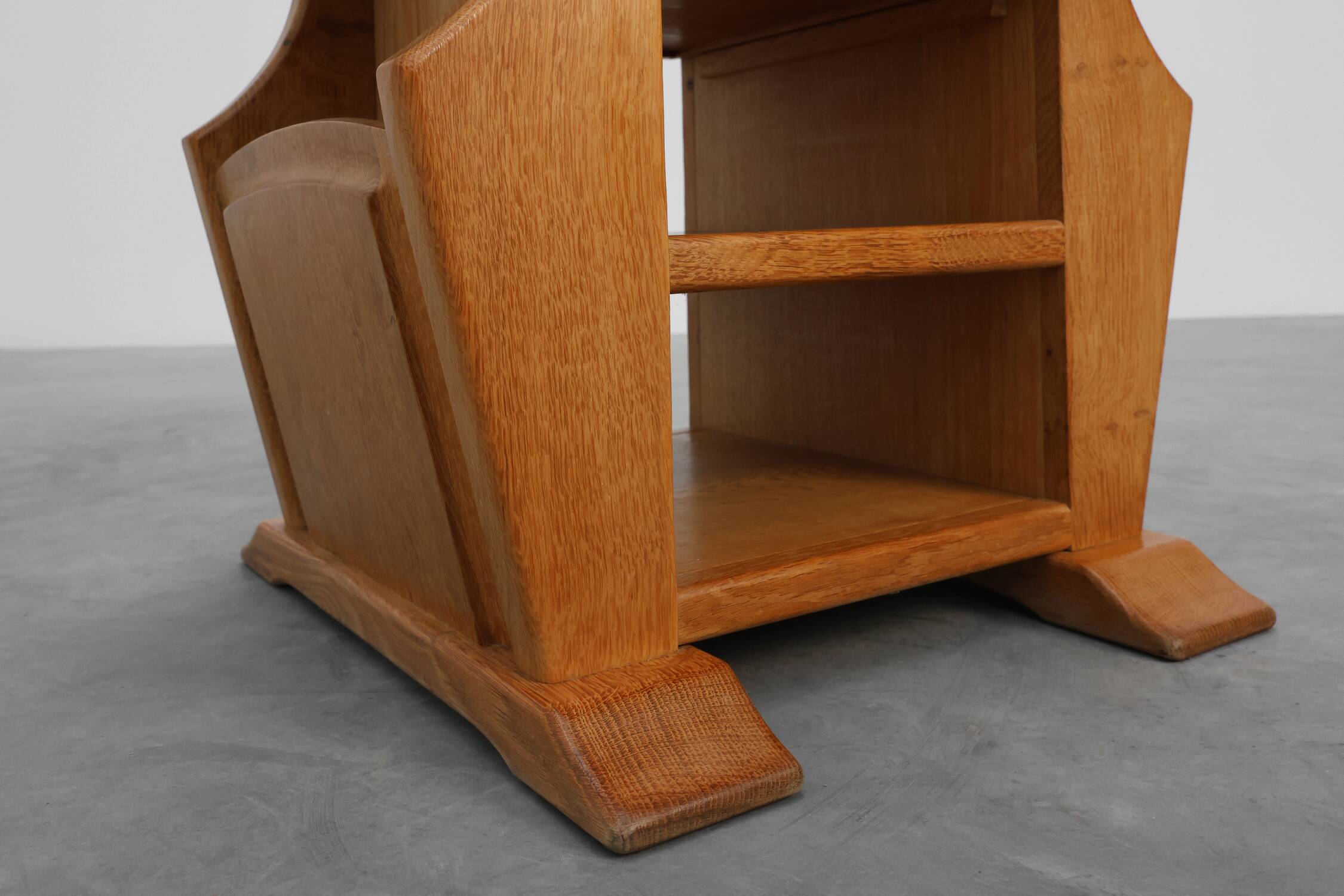 Mid-Century Blonde Oak Side Table, France 1980s