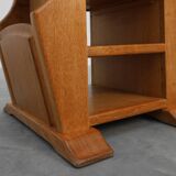 Mid-Century Blonde Oak Side Table, France 1980s