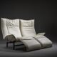 Canapé inclinable vintage Cassina Veranda en cuir crème, années 1980