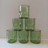 6 green bubbled glasses