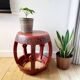 Tabouret, table d'appoint en bois laqué rouge, Chine