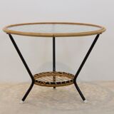 Original wicker glass table for Rohé Noordwolde, Netherlands