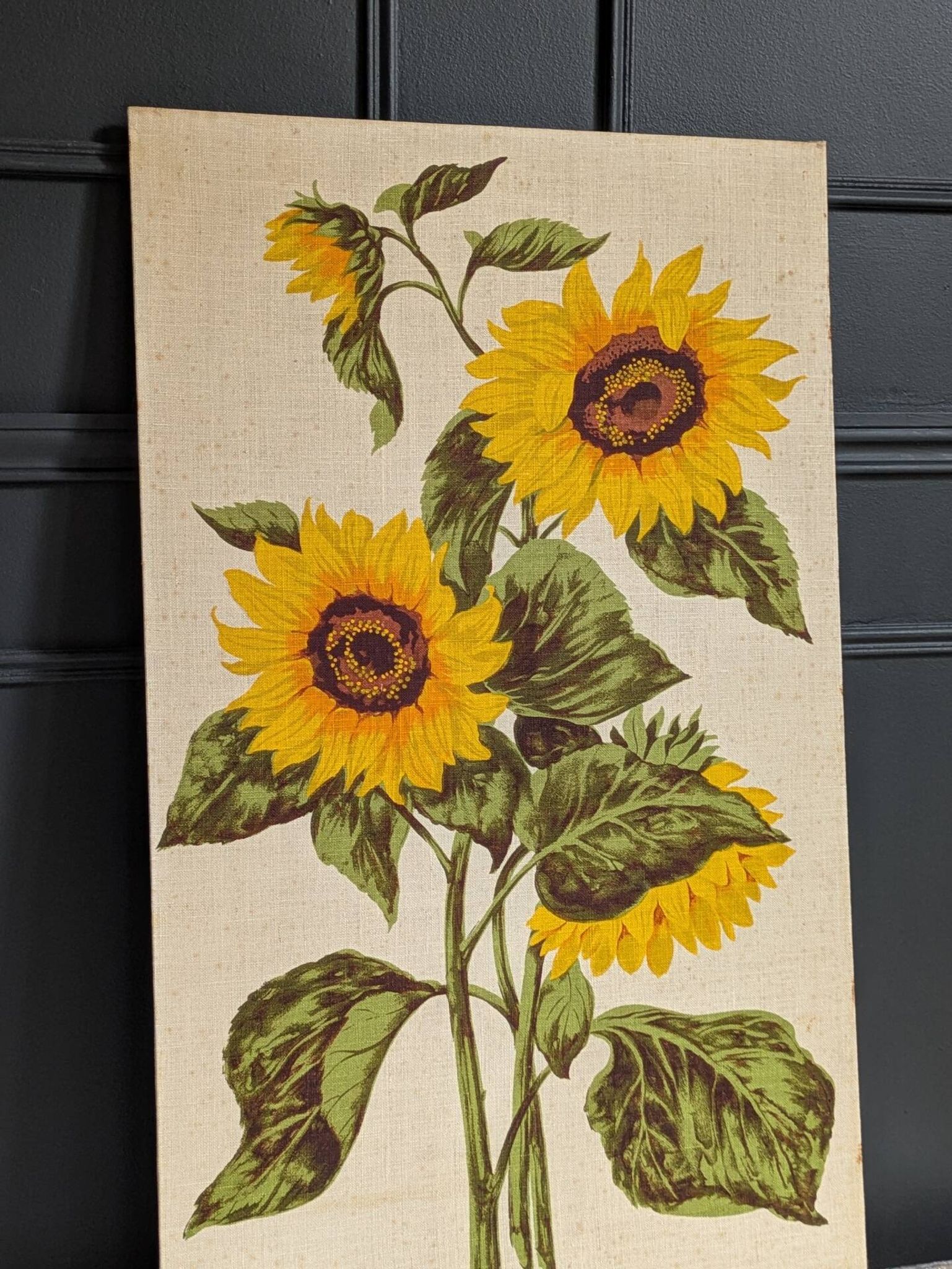 Vintage painting on linen "The Sunflowers" by Irmgard Gutsche 60s/70s