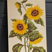 Vintage painting on linen "The Sunflowers" by Irmgard Gutsche 60s/70s