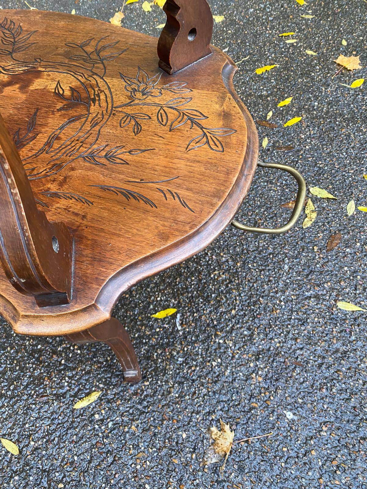 19th century solid wood serving cart