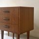Pair of modernist honey wood bedside tables, 1950 design.