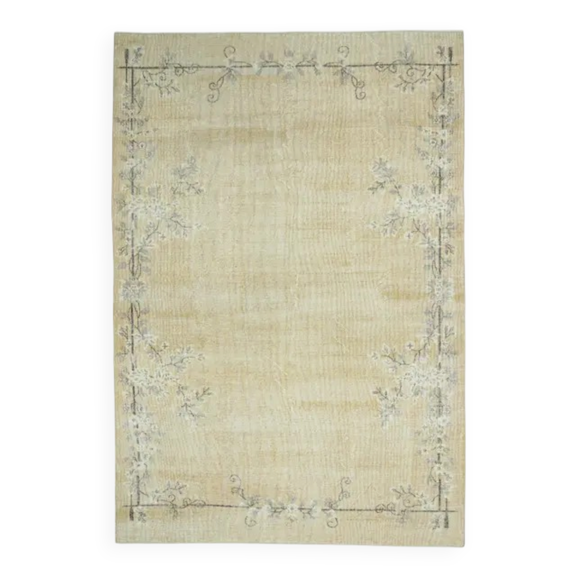 1970s Turkish yellow hand-knotted area rug 210x305