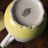 Coffee maker lunéville yellow gilding pink flowers