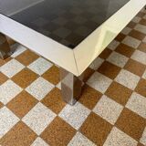 Rectangular coffee table in chrome steel and smoked glass from the 70s