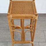 Vintage woven bamboo and wicker stool