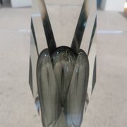 Murano Faceted Glass Vase with Grey Inner Core – Italy, 20 cm