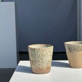 Set of 2 cups in Indonesian ceramic (brown & speckled glazed matte)