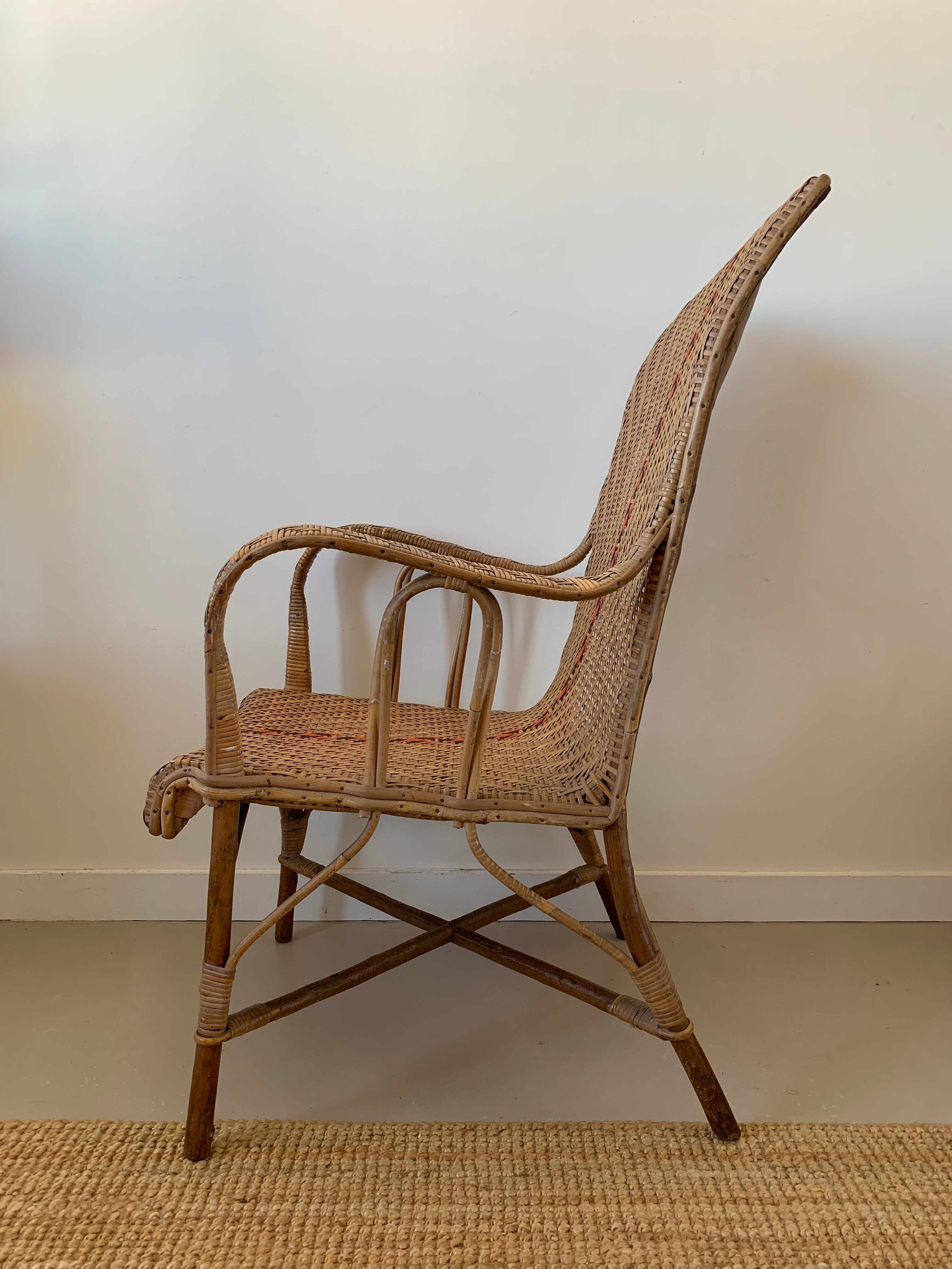 Old rattan armchair