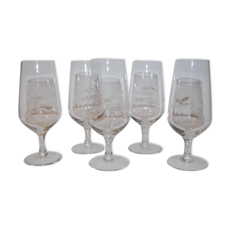 5 crystal glasses