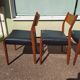 Set of 4 Scandinavian teak chairs in black leather