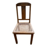 Chaise art déco bois massif et cannage