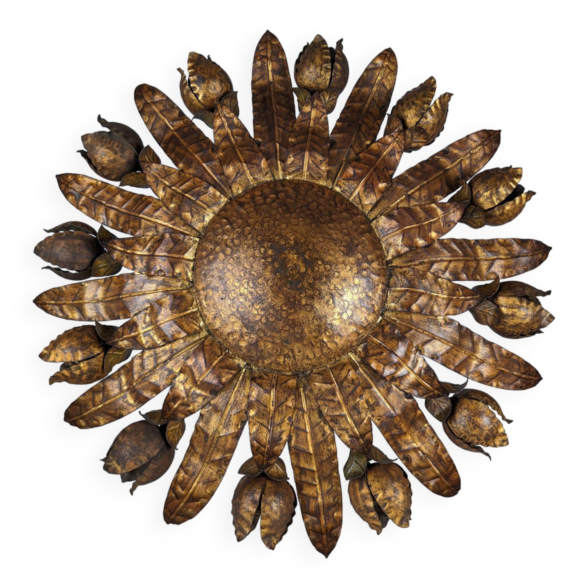 Large gilt floral sunurst lamp 1950s