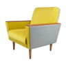 Mid-century modern armchair, restored, 1960s, Germany, DDR, velvet grey yellow